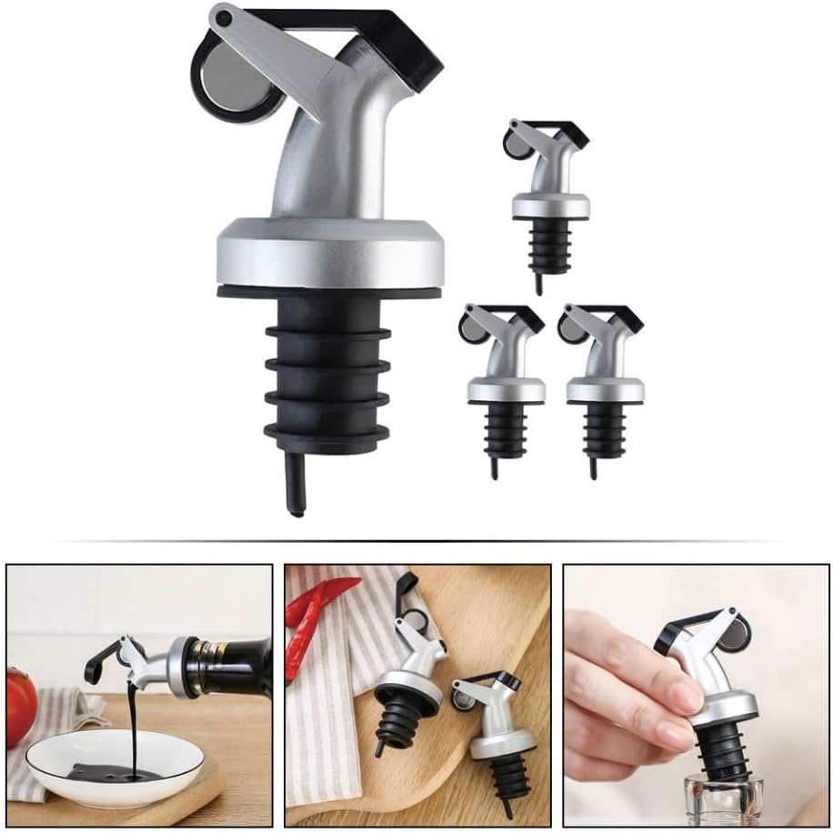 Unomor 4pcs Oil Bottle Spout Dispenser for Evermore Liquor Multi-function Bottle Pour Spouts Easy Sealing Kitchen Accessories