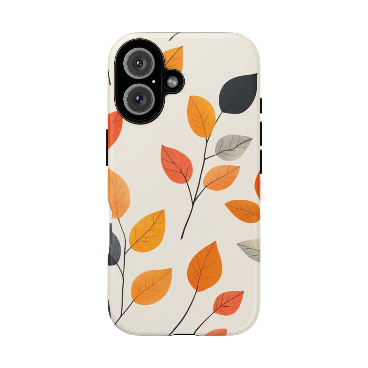 Coque rigide mate iPhone 16 motif feuilles d'automne orange protection design - 5