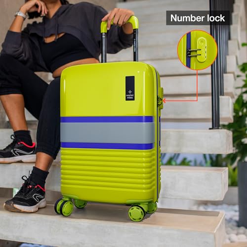 Image of Nasher Miles Mexico Hard-Sided Polycarbonate Cabin Luggage Neon Green and Grey 20 inch |55cm Trolley Bag
