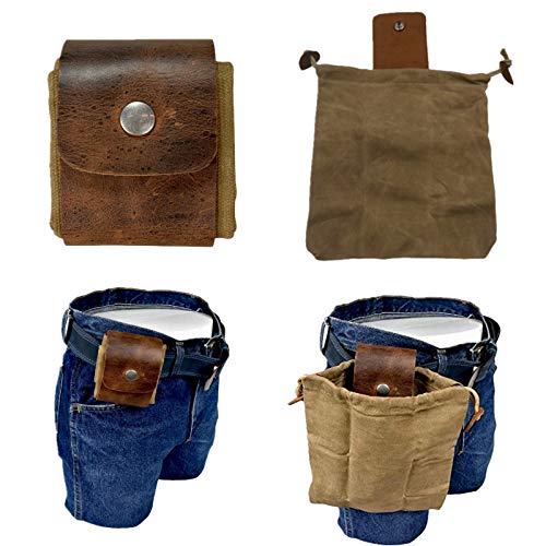 Canvas Bushcraft Tasche, Foldable Leather Canvas Bushcraft Bag mit Lederbezug und Schnalle Faltbare Hochleistungs, Werkzeugtasche Mit Kordelzug FüR Wandern (Coffee) Cover