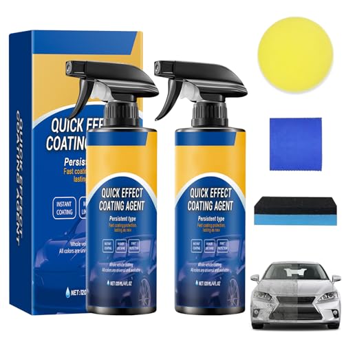 Yooyan 2 Stück Quick Effect Coating Agent, 3 In 1 Hochschutz-Auto-Beschichtungsspray, Multifunktionales Autos Kratzer Entferner, Persistent Type Kratzerentferner, Aufhellen und Schützen für Auto