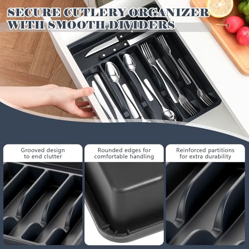 image for BEWOS 49-Piece Silverware Set with Organizer - Stainless Steel Silverw