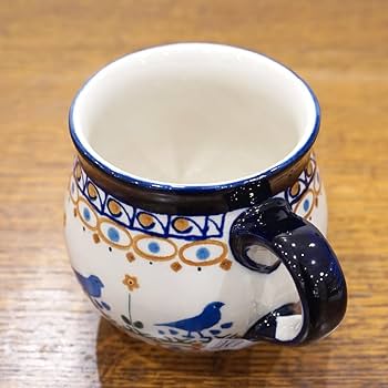 ママミミ　ポーリッシュポタリー　ミレナセット 今回のミレナの入荷の新柄、B25f柄。 青い小鳥が散歩している