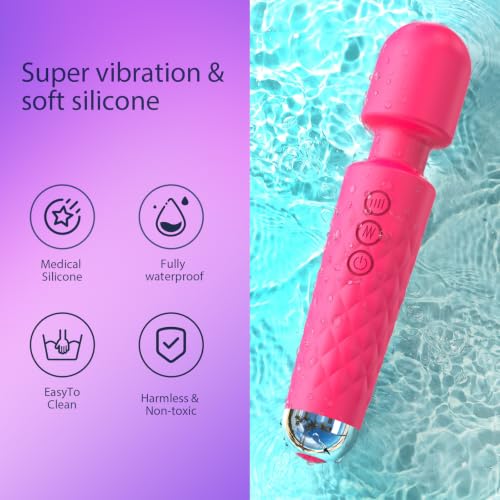 Image of SANJIANKE Vibrator Wand Sex Toys,Clit Stimulator Vibrators,Vibrator for Woman,Wand Massager Sex Toy,20 Patterns,8 Speeds of Pleasure,Quiet Adult Sex Toys,Waterproof, for Women Gifts (Rose Red)