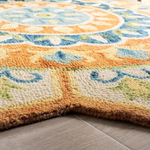 Image of Sifa Carpet Traditional Floral Round Area Rug - Hand-Tufted New Zealand Wool Circular Carpet for Dining Room & Bedroom Weight -39 Pund, Size-8x8 Feet (96x96 Inch Round)