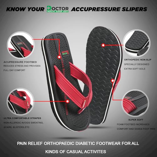 Image of DOCTOR HEALTH SUPER SOFT Men's Acupressure Slippers | Flip-Flops | Men's & Boy's Slippers | Comfortable & Lightweight | Soft Foot Massager | All Day Wear Acupressure Slipper