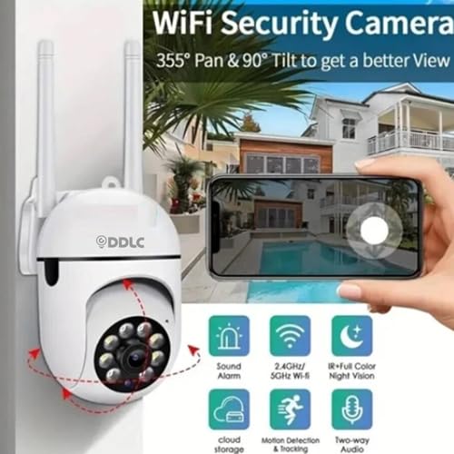 Image of DDLC 4MP Wireless PTZ Security Camera for Home Outdoor | Dual Antenna | 360 Pan Tilt | Night Vision | Two-Way Audio | Motion Detection | WiFi CCTV Camera with Mobile App V380 Pro (Mini PTZ)