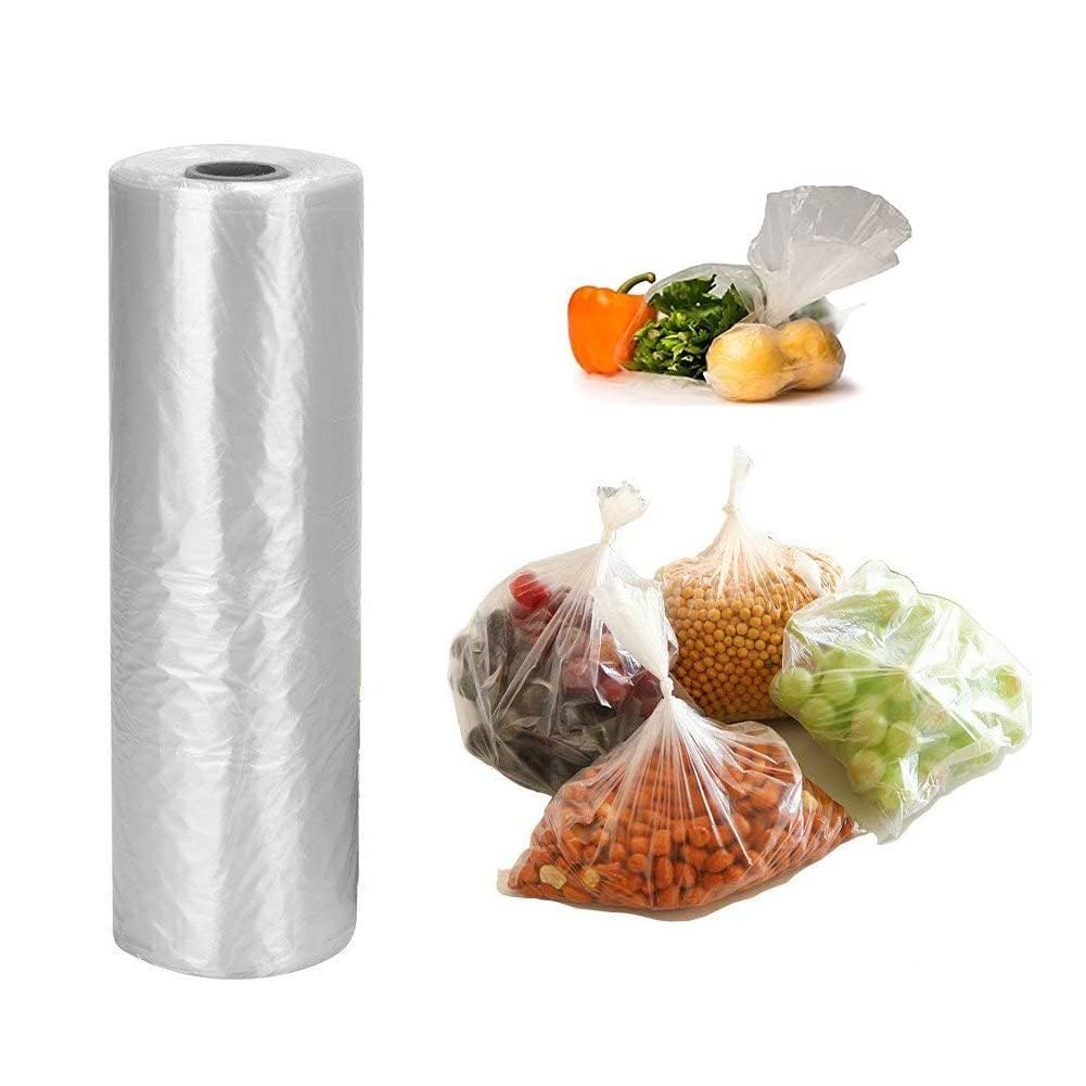 Bags on a Roll Fruit Bag and Vegetable Clear Plastic Butchers Counter Bag High Density Poly/Polythene Counter Bags 9"x14"x18" (8 Rolls - 2000 Bags)