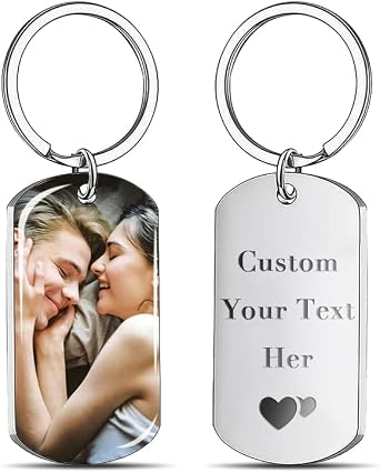 Personalised Keyring Photo Personalised Gifts for Men Double Sided Engraved Keyring Birthday Daddy Mummy Keepsakes Gifts