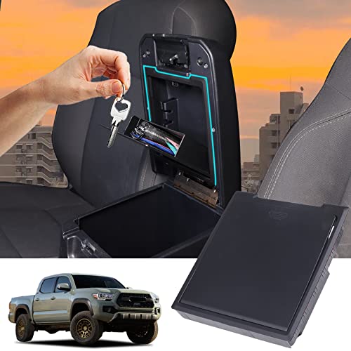 Llkuang Car Center Console Organizer Armrest Hidden Storage Box Fit For Toyot@ Tacoma 2016-2022,Black Insert Armrest Hidden Tray Accessories #TOP1