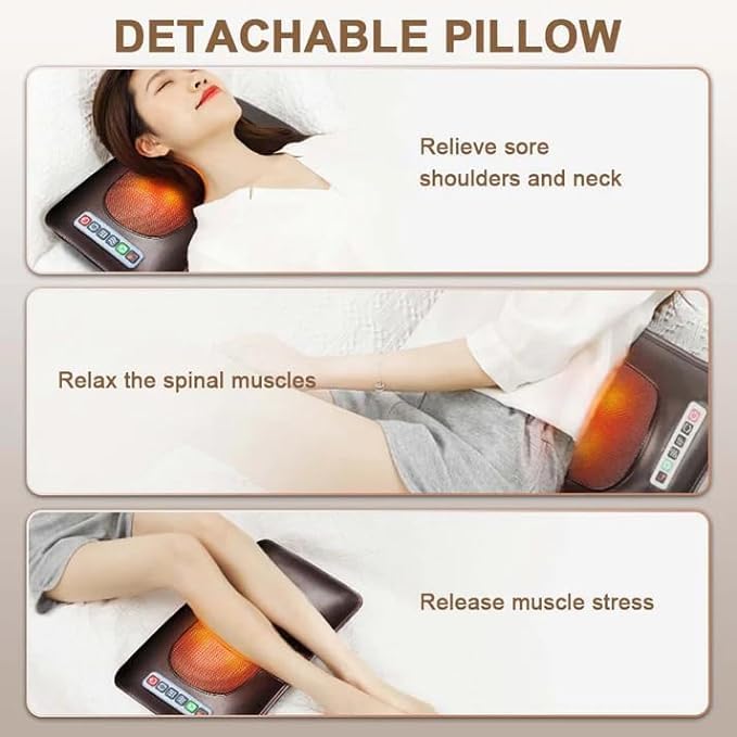SUNMORY Electric Massager Machine for Pain Relief, Full Body Heating Vibration Massage Pad with Foldable & Movable Neck Massage Pillow, 9 Vibrating & 3 Heating Mode, Neck, Leg, Shoulder Back Massager SUNMORY Electric Massager Machine for Pain Relief, Full Body Heating Vibration Massage Pad with Foldable & Movable Neck Massage Pillow, 9 Vibrating & 3 Heating Mode, Neck, Leg, Shoulder Back Massager