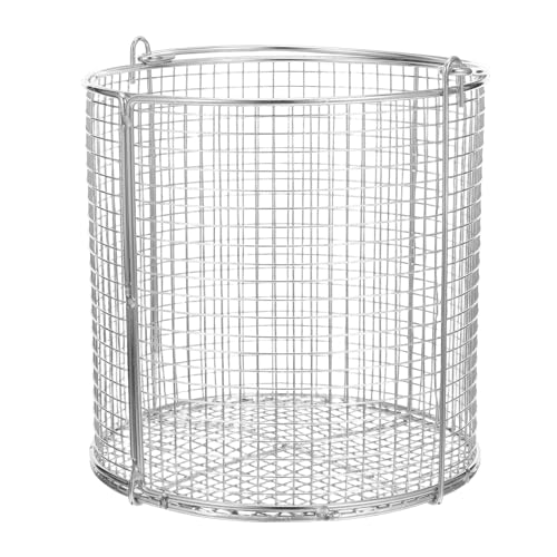 WEKADRIN Cesta de Lavado de Acero Inoxidable Perforada Circular Asa para Limpieza Ultrasónica Industrial y Drenaje Resistente a Altas Temperaturas 150X150 MM