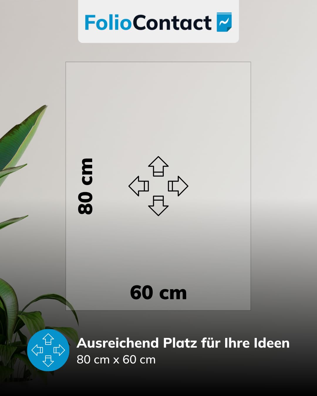 FolioContact Clearboard Folie transparent – statisch haftende Schreibfolie, wiederbeschreibbar & trocken abwischbar – ohne Kleber – 25 Blatt 60 × 80 cm inkl. Boardmarker für Glas, Wand & Büro