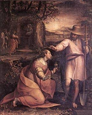 Peinture à l'huile reproduction tableau Jésus Marie Madeleine