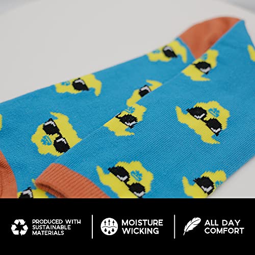 For Bare Feet Men's 2 Pack of Funny Novelty, Casual Crew Sock Fits Shoe Size 8-133