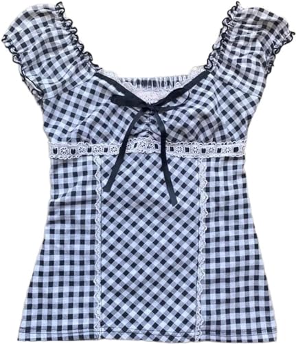 Image of Fairy Grunge Y2k Shirts Vintage Crop Tops Short Sleeve Girls Slim Fit Tees