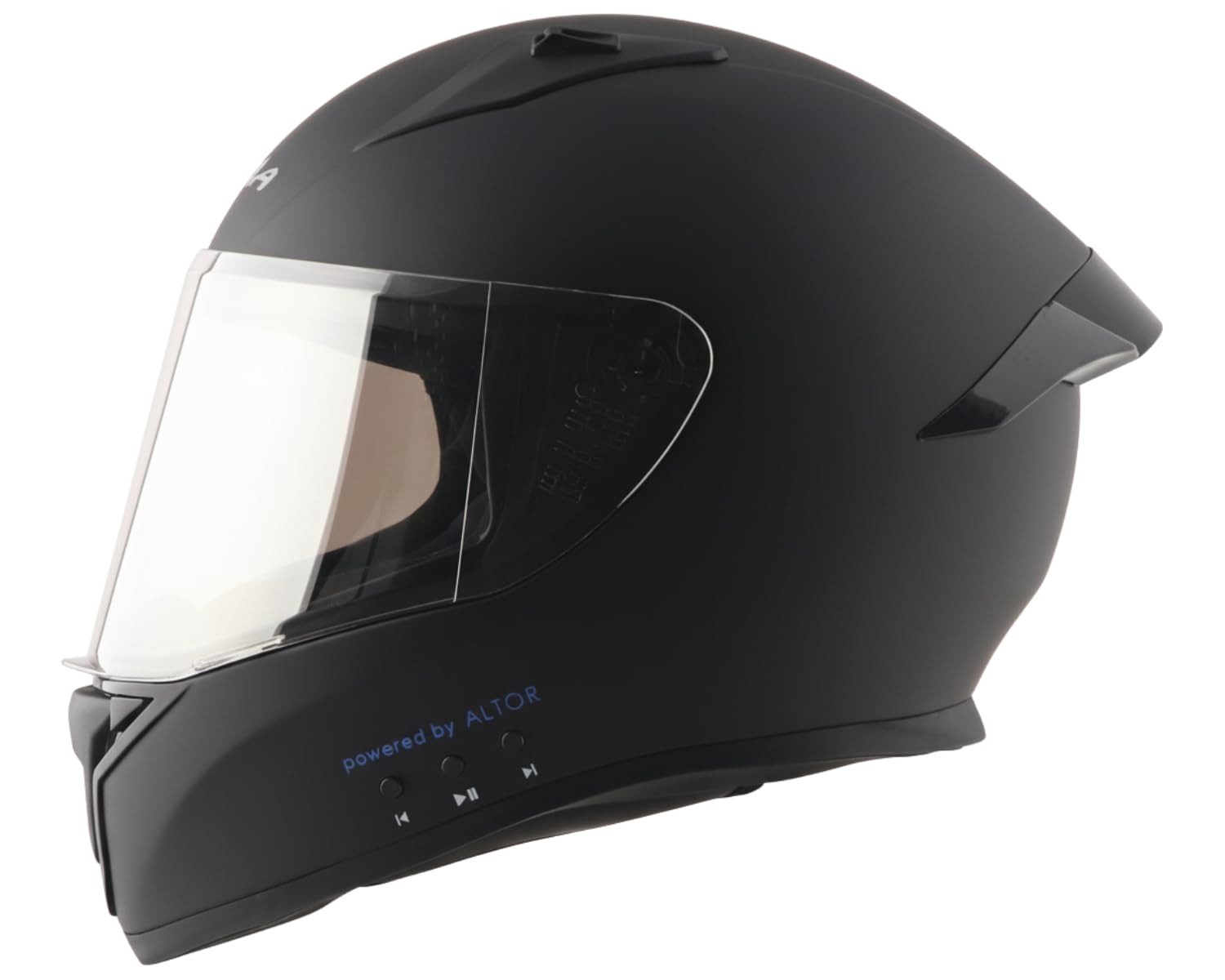 Vega Bolt ISI Certified Smart Bluetooth Full-Face Helmet – Shockproof, UV-Protected, Lightweight, Premium Comfort Dull Black M