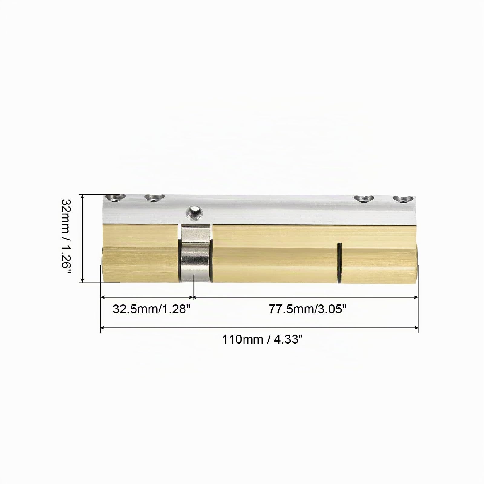 PATIKIL 32.5/77.5 (110mm Globale) Européen Double Serrure Cylindre, Porte Cylindre Serrure avec 8 Clés pour Bois Portes, Aluminium Portes