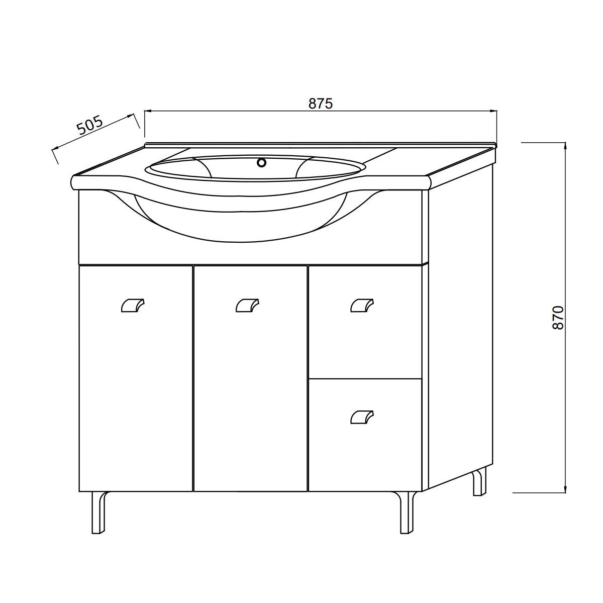 Kiamami Valentina - Mueble de baño de 85 cm en el Suelo con Lavabo, Espejo y Armario Colgante en Color Blanco.