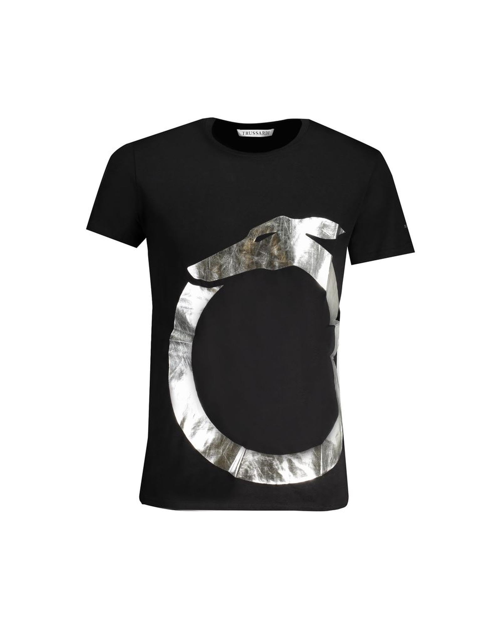 Trussardi , T-Shirts, Male, Black, 2XL, Black Cotton Print Logo T-Shirt