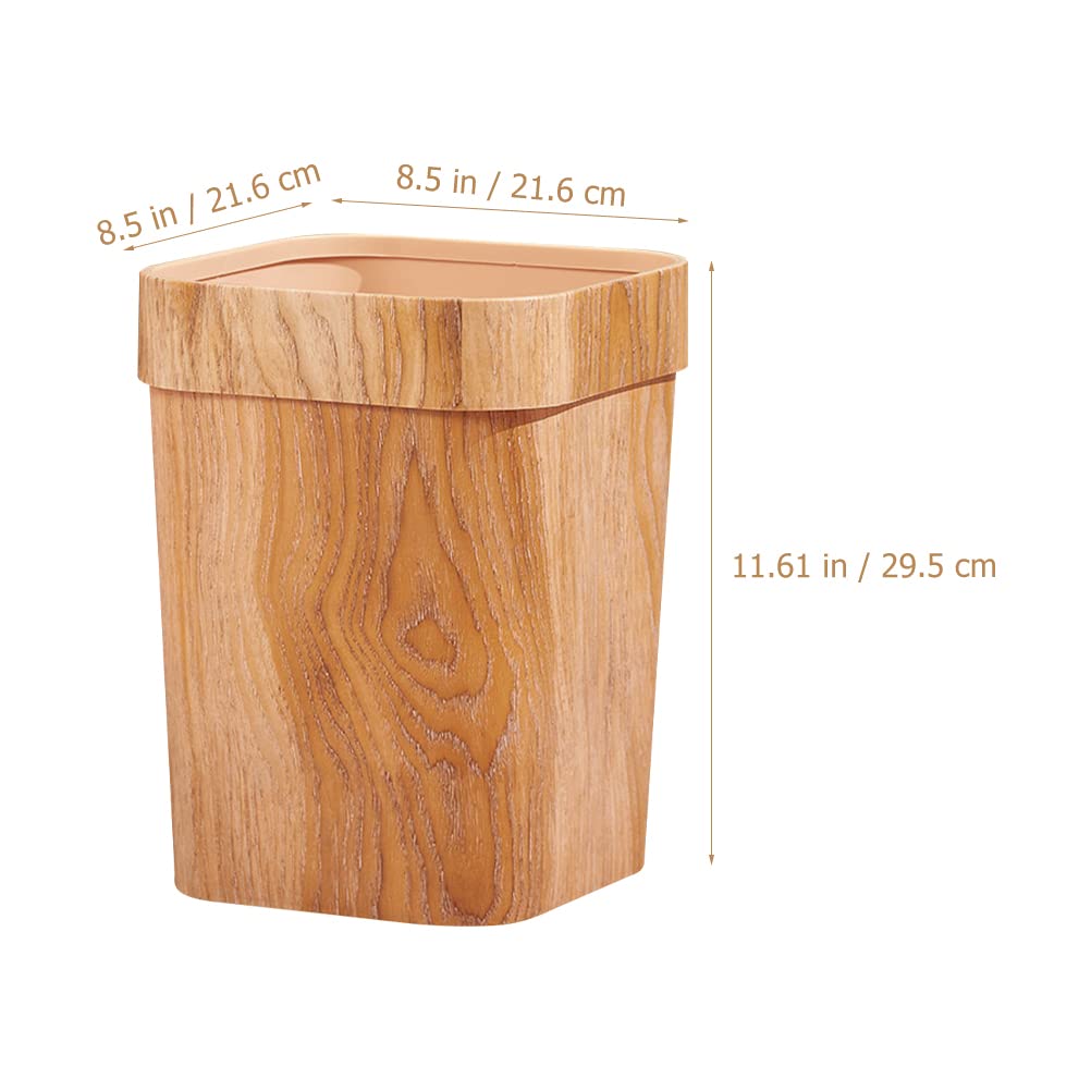 LUOZZY Wood Grain Trash Can Wastebasket Garbage Container Waste Bin for Bathrooms Powder Rooms Kitchen Home Offices - 12L