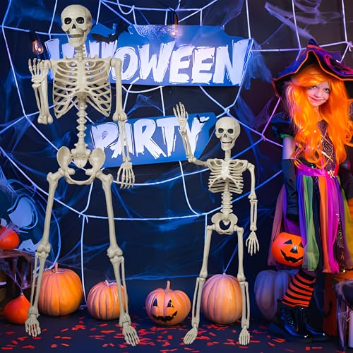 Image of Breesky Skeleton Model for Decoration: 5.4Ft & 3Ft Skeleton with Movable Joints - Plastic Human Bones for Party, Study