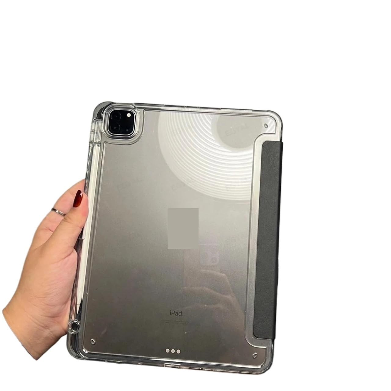 Tablet Case Suitable for Apple iPad Pro 13inch M4 2024 Transparent Acrylic Back TPU Soft Side Tri-Fold with Pen Slot Cover(Lavender)