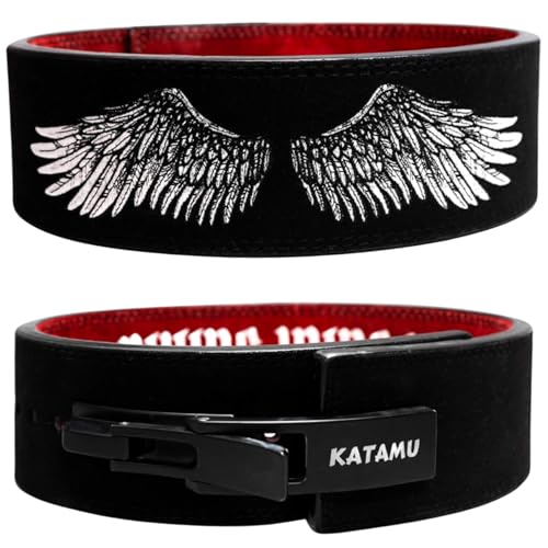 Katamu Premium Leather Lever Weightlifting Belt – Secure Steel Lever, Powerlifting Support for Deadlifts, Squats & Heavy Lifts – Be A Hero