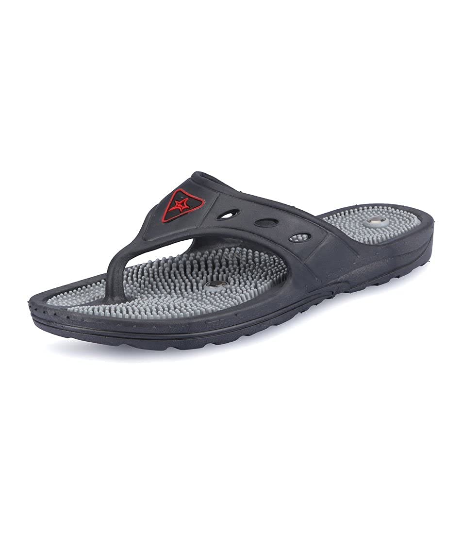 Omdariya acupressure and Magnetic Slippers for Blood Circulation Foot Massager Slippers For Men and Women (10, Grey) (B0D7VRVN8G) Amazon Price History, Amazon Price Tracker