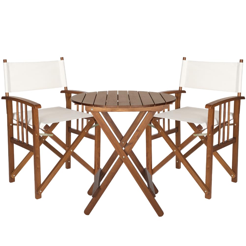 ZIK - Set 2 Sedia da Regista con Tavolo in Legno di Faggio Resistente, Sedia da Esterno Pieghevole e Richiudibile, Sedie in Legno da Giardino, Balcone, Veranda, Facile Manutenzione e Pulizia