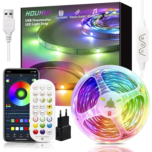HOUHUI Rgbic LED Strip10m, Tira LED Bluetooth,Sincronización de Música...