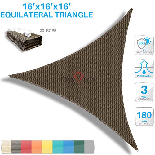 Patio Paradise 16' x 16' x 16' Brown Sun Shade Sail Triangle Canopy