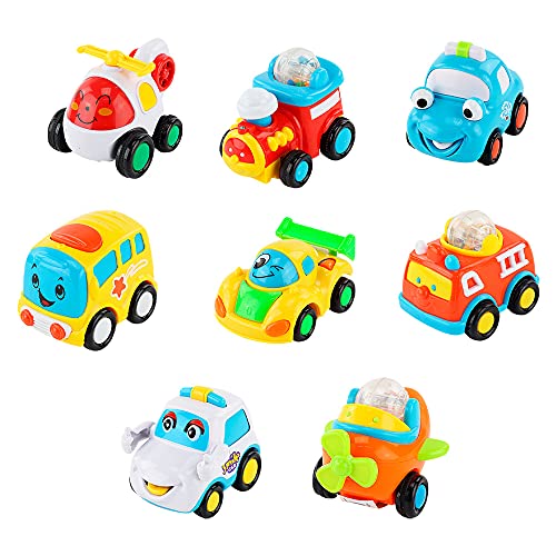 Kit com 8 Carrinhos de fric&ccedil;&atilde;o Conjunto Ve&iacute;culos Divertidos