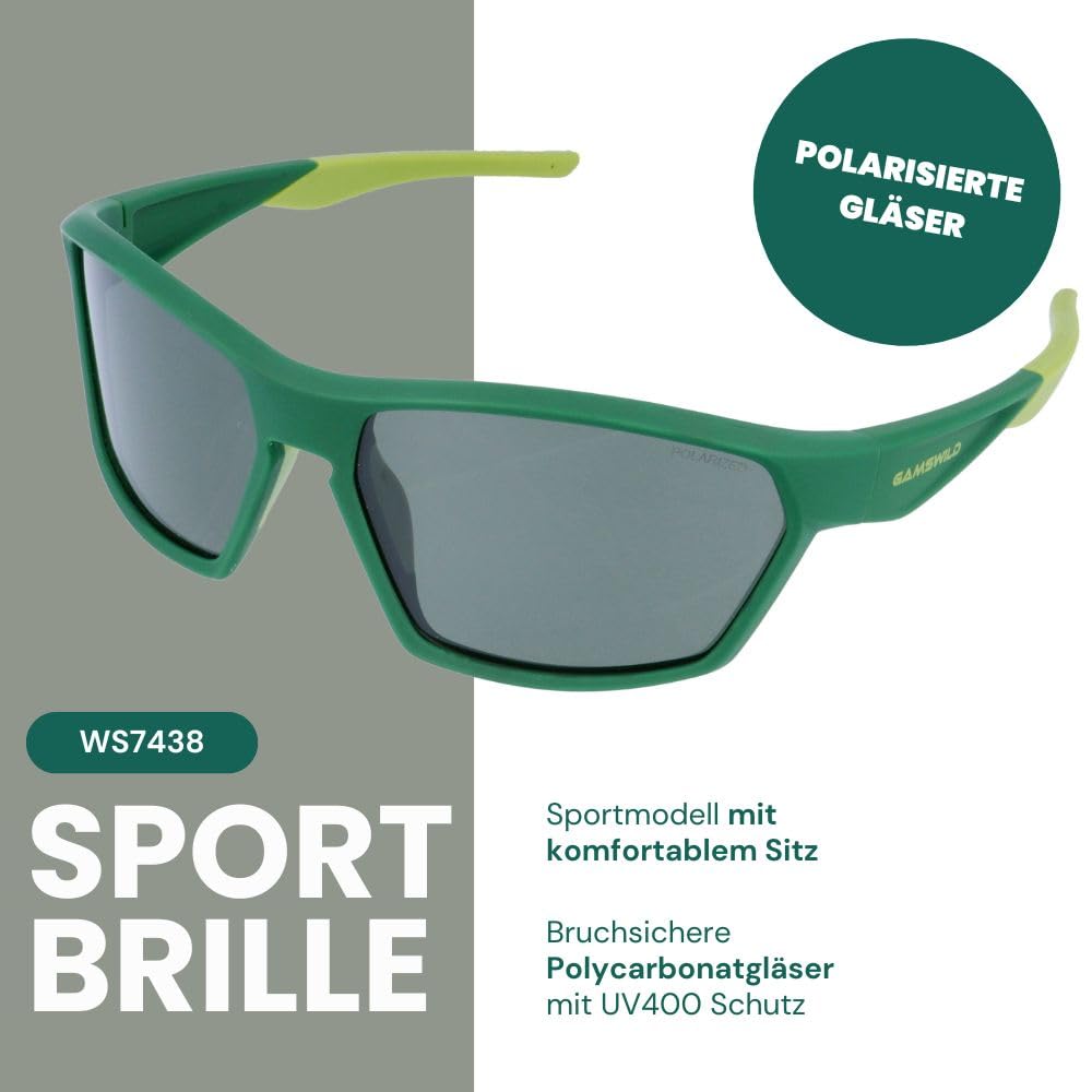 Gamswild WS7438 Sportbrille Sonnenbrille TR90 polarisiert Fahrradbrille Skibrille Damen Herren Unisex Leichtgewicht| grün | blau| rot |