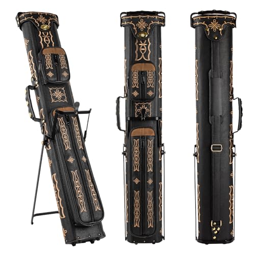 NIANRONGHUA Pool Cue Case 2x4,Billiard Cue Case with Stand,Hard Pool Stick Case,Billiards Accessories Storage Holds 2 Cue Butt and 4 Cue Shafts