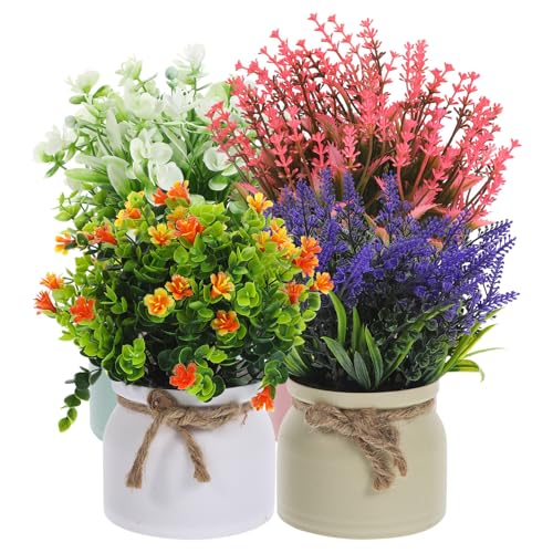 TOBBOMEY 4個 ?真花盆景点 母の日プレゼントに 卓上装飾用耐久性製フェイク鉢植え 自然な雰囲気を演出 アアウトドア兼用