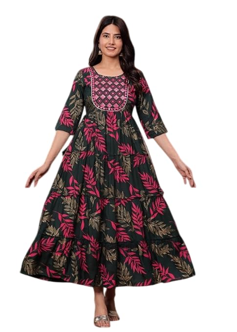 Image of Women's Rayon Embroidered Long Anarkali Kurta|Anarkali Gown for Women and Girls|Women's Kurtas & Kurtis