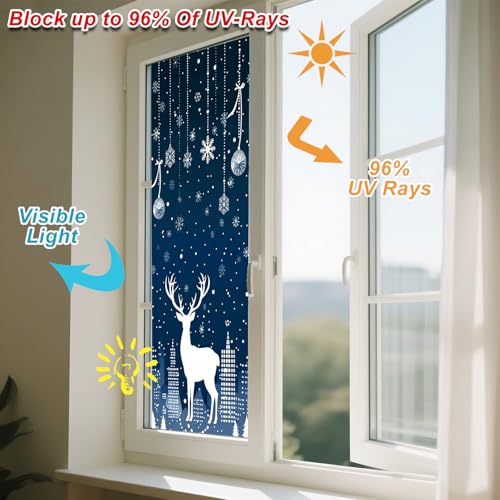 Vinilo decorativo ventana invierno ciervo blanco 39.3x17.7 in miniatura 4