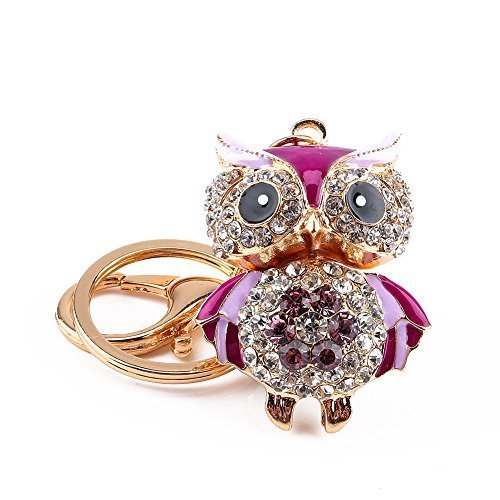 Yosoo Owl Cute Fashion Diamond Crystal Rhinestone Gold Charm Pendent Handbag Purse Bag Keyrings Key Ring Keychains