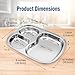 Korean Stainless Steel Divided Plates, Kids Toddlers Babies Tray, BPA Free, Diet Food Control, Camping Dishes, Compact Serving Platter, Dinner Snack, 3 Compartment Plate Silver, Set of 2