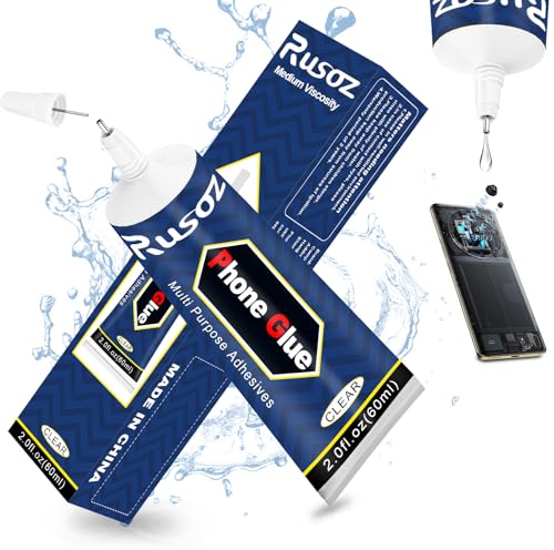 Rusoz Phone Glue 60ml Colle Ecran Smartphone Extra Forte Transparente Imperméable Colle Forte Tout Support Tous Matériaux, pour le Bricolage et Diverses...