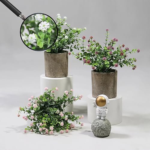Image of Artificial White Stonepot Breath Flower Indoor Outdoor Plant Lifelike Beauty,Ideal for Home Decor, No Maintenance Required, Perfect for Weddings, Home Decor, Office, Events, and Gifts