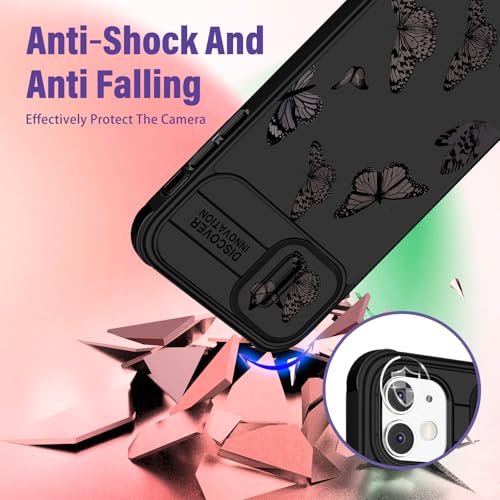 Image of Funermei (2in1 for iPhone 11 Case for Women Butterfly Cute Girls Phone Cover Girly Pretty Aesthetic Kawaii Black Butterfly Unique Design with Camera Cover Funda for Apple for iPhone 11 Case