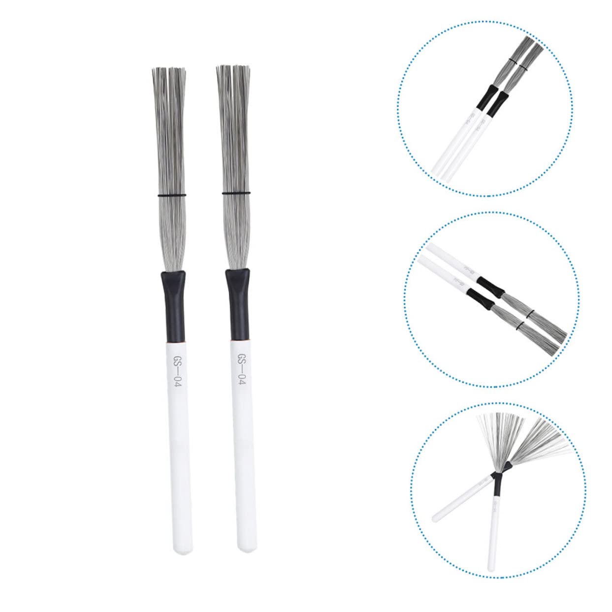 FAVOMOTO 3sets Wooden Handle Wire Brush Drum Accessory Flap Brush for Drum Stick Jazz Steel Accessories for Beginner Practicing and Playing 2pcs*3