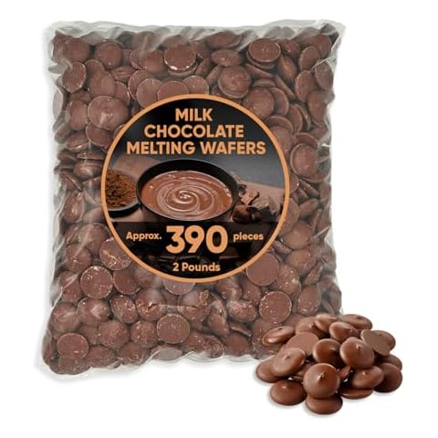 Melting Chocolate Candy Melts Milk Chocolate - 2 Pounds approx 390 pieces Melting Wafers Milk Chocolate Candy Melts - Perfect for Baking, Dipping, and Chocolate Fountain - Milk Chocolate Discs for Candy Making and Melting Cover