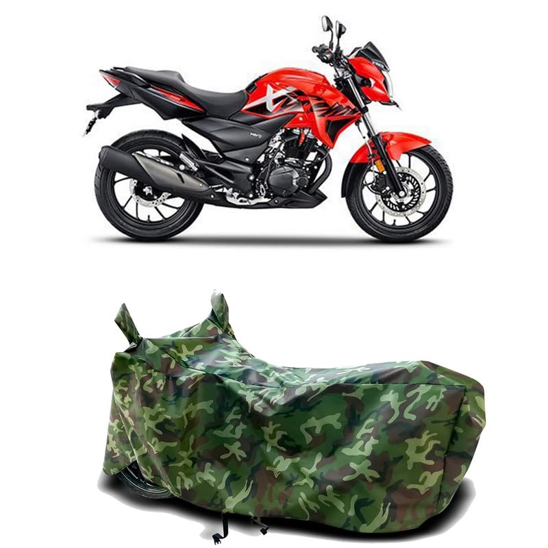 Image of DUFFEL-100% Heat Protection Two Wheeler Bike /Scooty Body Cover for Hero Xtreme 200R Water Resistance /UV-Rays /Birds Dropping /Scratchproof /Dust Proof /Waterproof[Green Jungle Print]