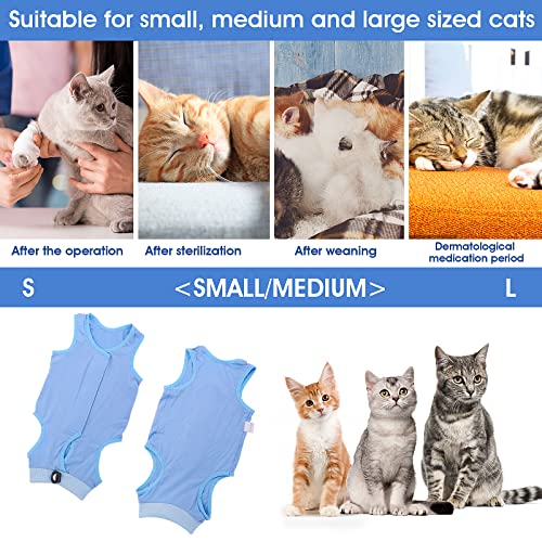 cobee-Cat-Professional-Recovery-Suit-for-Abdominal-Wounds-or-Skin-Diseases-Kitten-Surgery-Recovery-Suit-E-Collar-Alternative-for-Cats-After-Surgery-Wear-Pajama-Suit-M-Size-Blue