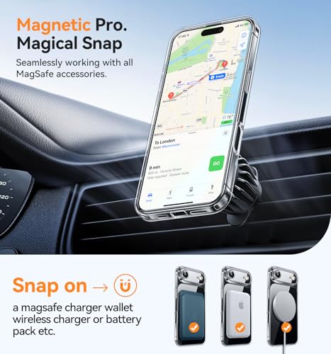 Image of CANSHN Magnetic Compatible with iPhone Air Case(6.5 Inch), Upgraded [Full Camera Protection] [Compatible with Magsafe] Non-Yellowing Shockproof Bumper Phone Cover for iPhone 17 Air Case,Clear