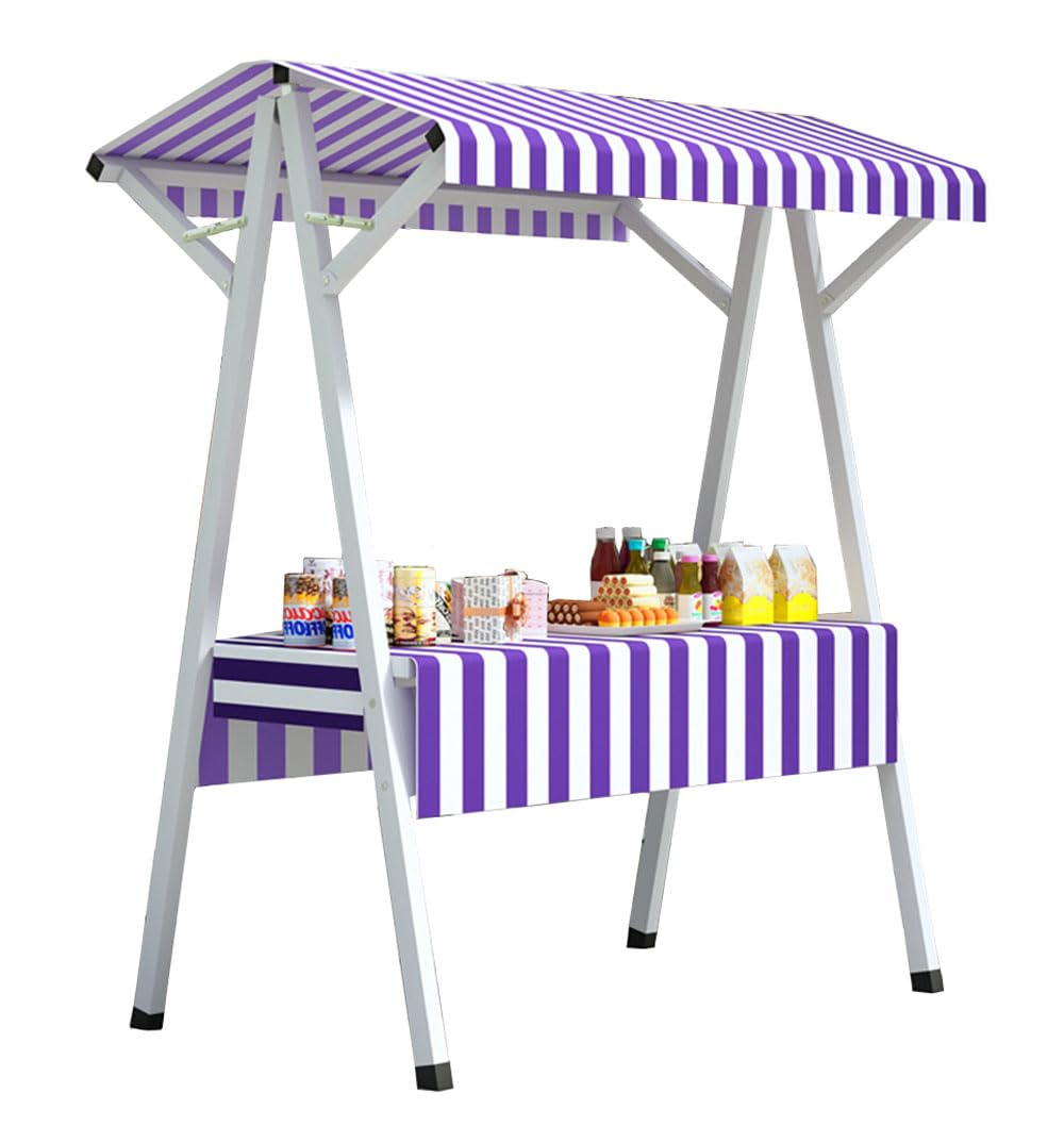 KingWich Portable Vendor Stall Cart,Mobile Kiosk Stand，Street Food Vendor Cart Outdoor Stall Display Stand(Size:110 * 60 * 200cm,Color:Purple)