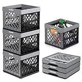 CleverMade Collapsible Milk Crate, Stone, 3PK - 25L (6 Gal) Stackable Storage Bins, Holds 50lbs Per Bin - Clevercrates are Heavy Duty, Plastic Collapsible Storage Crate for Multi Purposes